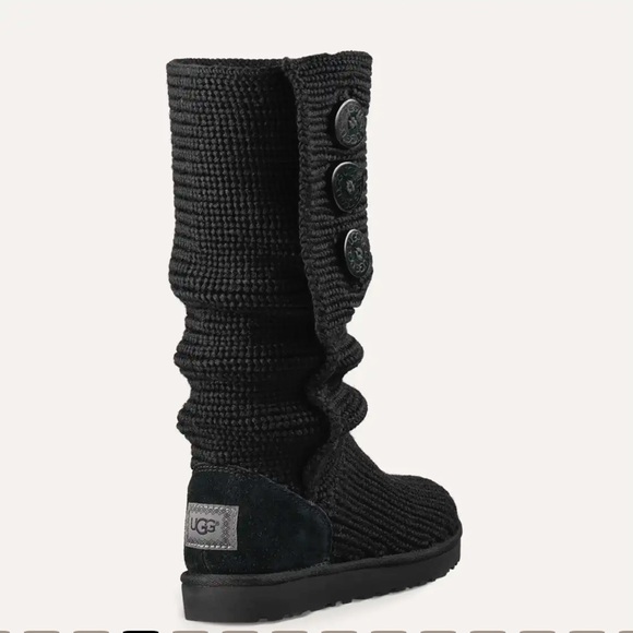 EUC UGG Black Carley Knit Tall Button Boots size 7 - Picture 3 of 12